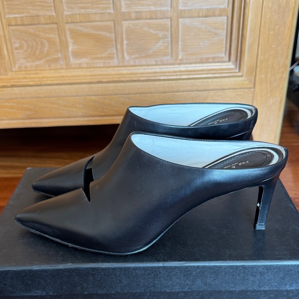Rag & Bone Sleek Black Leather Mules - Picture 2 of 4